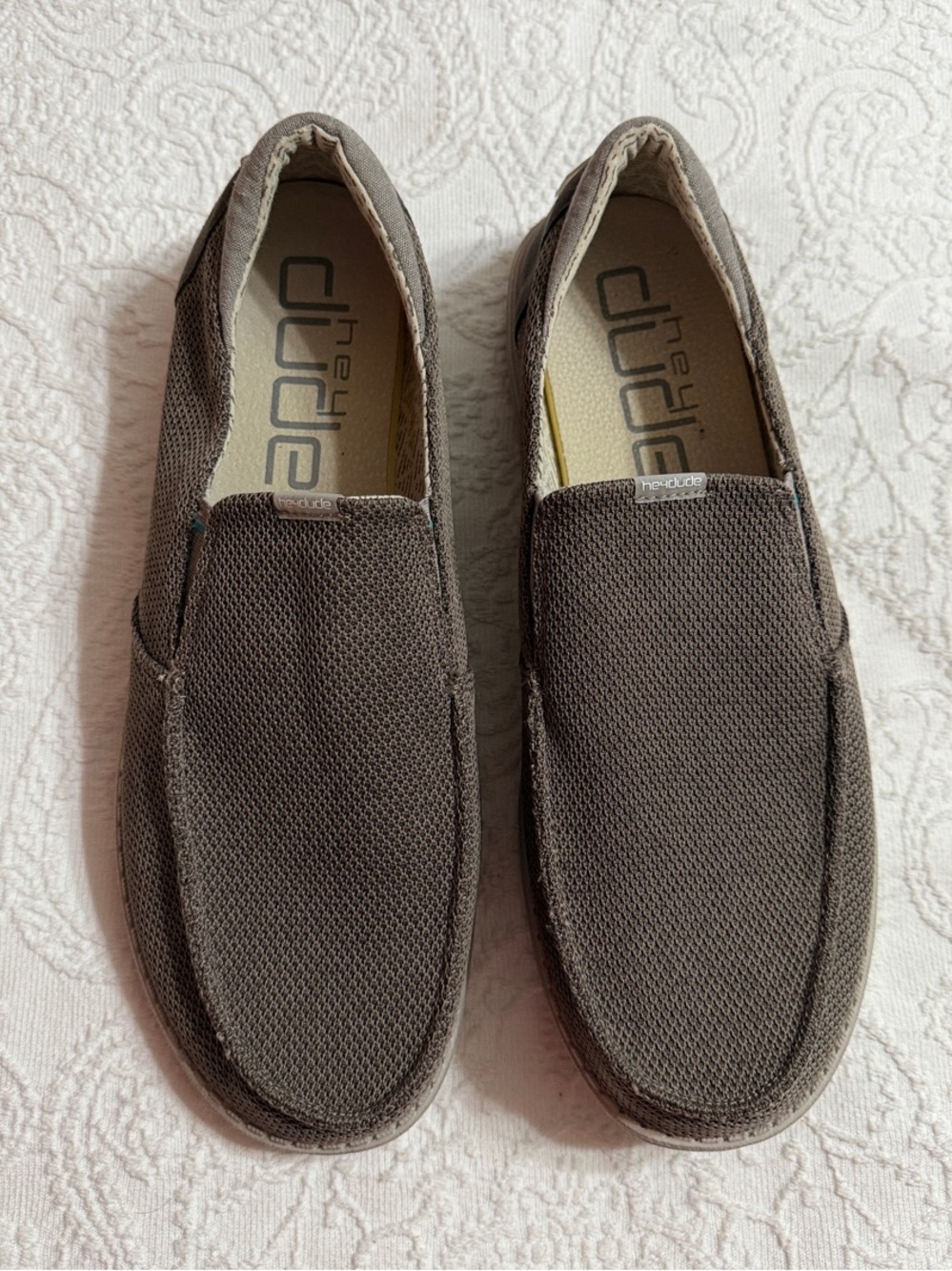Hey Dude Size 15 Men Thad Sox Shitake Brown Canvas Slip-On Loafers